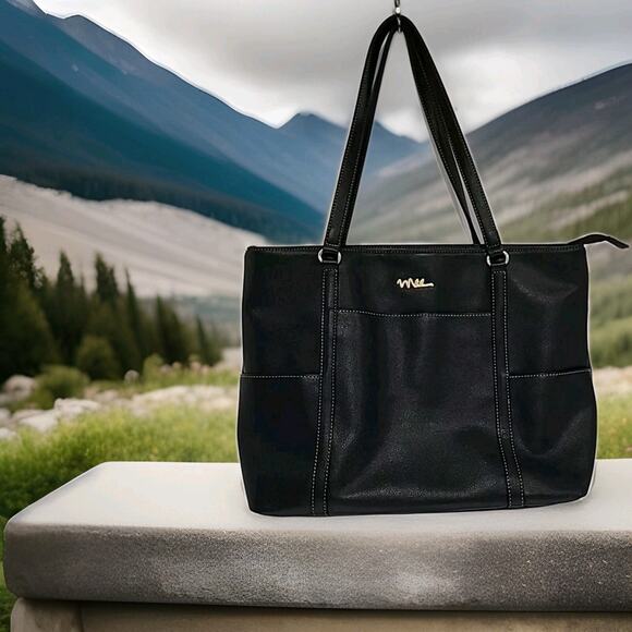 Laptop Tote Bag Faux Leather 15.6" Computer Travel Carry Attach NNEE Classic - Picture 1 of 11